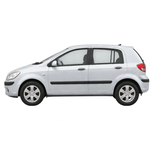 Hyundai Getz 2003 prata, vista lateral (voltada para a esquerda)