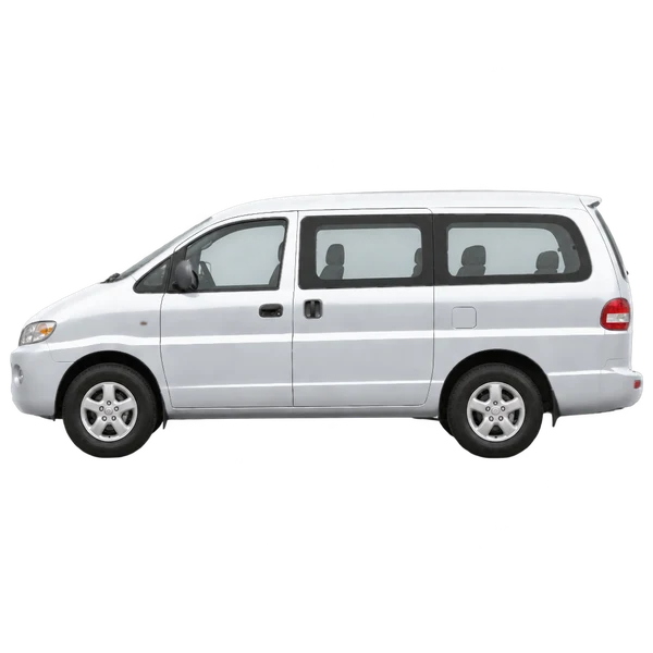Hyundai H1 2002 prata, vista lateral (voltada para a esquerda)