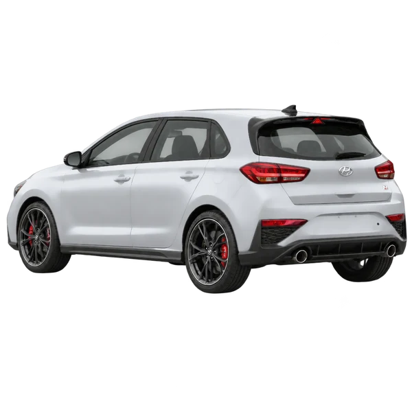 silver 2023 Hyundai I 30 N rear three-quarter (facing left) view