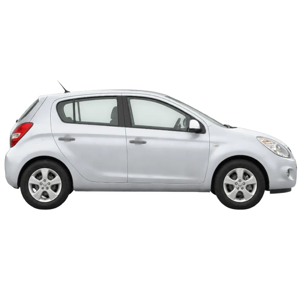 Hyundai I20 2012 باللون فضي، منظر منظر جانبي (باتجاه اليمين)