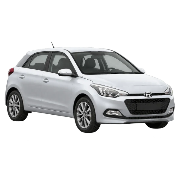 Hyundai I20 2018 باللون فضي، منظر منظر أمامي بزاوية ثلاثة أرباع (متجه لليسار)