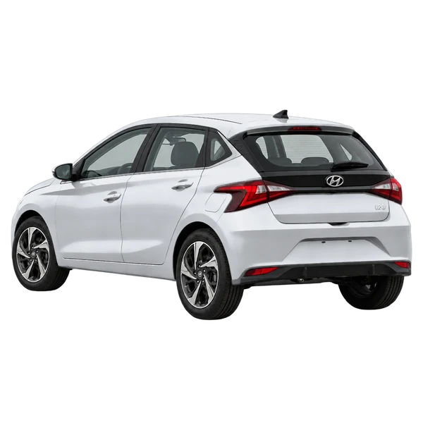 Hyundai I20 2021 prata, vista três quartos traseira (voltada para a esquerda)
