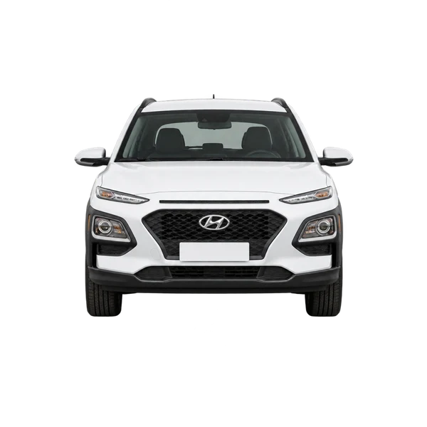 Hyundai Kona 2018 باللون أبيض، منظر أمامي
