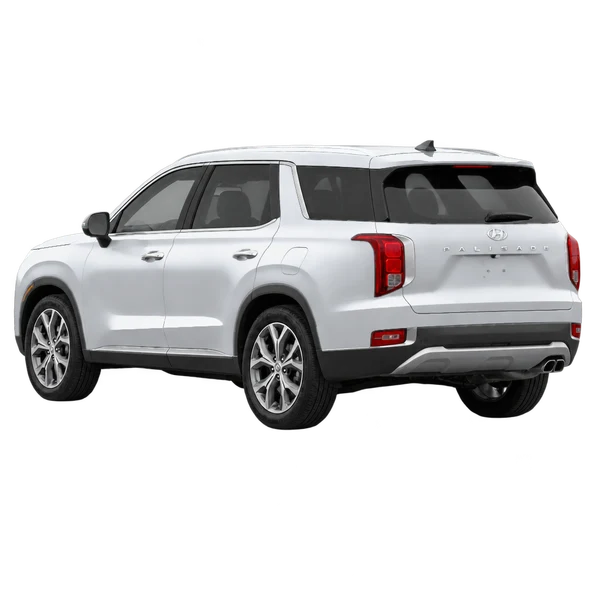 2021 Hyundai Palisade in Silber, Ansicht: Dreiviertelansicht von hinten (nach links gerichtet)