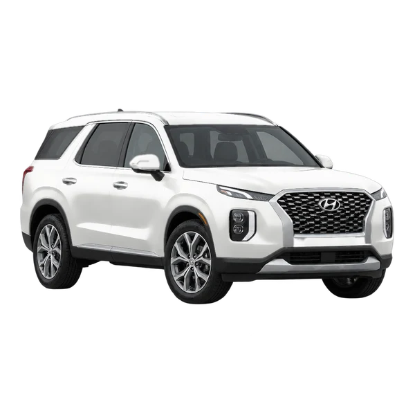 2021 Hyundai Palisade in weiß, Ansicht: Dreiviertelansicht vorne (nach links gerichtet)