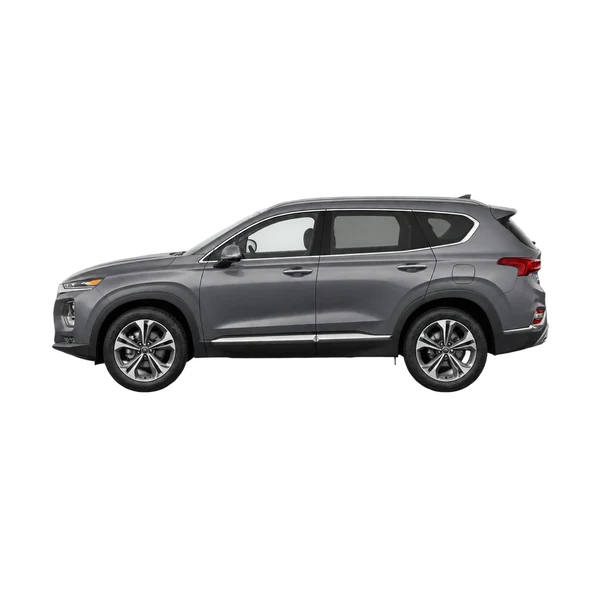 Hyundai Santa Fe 2019 باللون رمادي، منظر جانبي (متجه إلى اليسار)