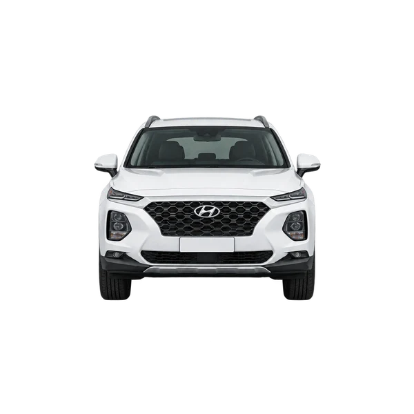 Hyundai Santa Fe 2019 باللون أبيض، منظر أمامي
