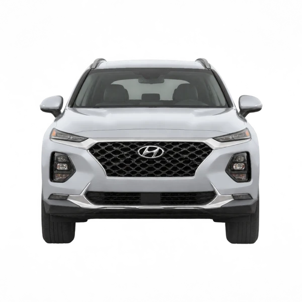 Hyundai Santa Fe 2021 باللون فضي، منظر أمامي