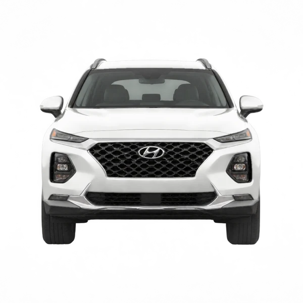 Hyundai Santa Fe 2021 باللون أبيض، منظر أمامي