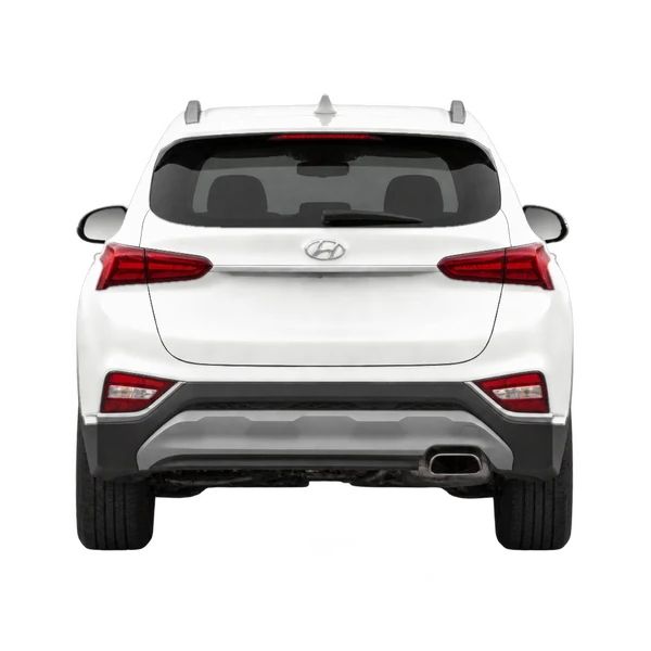 Hyundai Santa Fe 2021 باللون أبيض، منظر من الخلف
