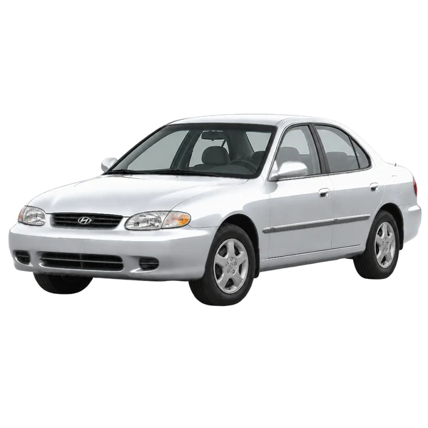 シルバーの1995 Hyundai Sonata（フロントスリークォーター(左向き)ビュー）