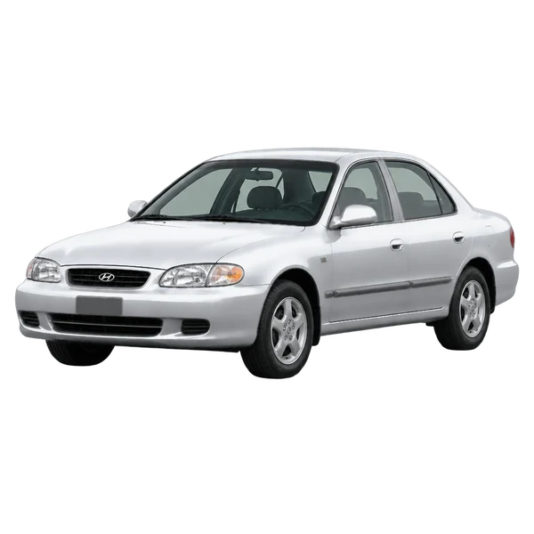 シルバーの1997 Hyundai Sonata（フロントスリークォーター(左向き)ビュー）