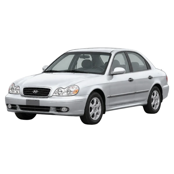 シルバーの2001 Hyundai Sonata(フロントスリークォーター(左向き)ビュー)