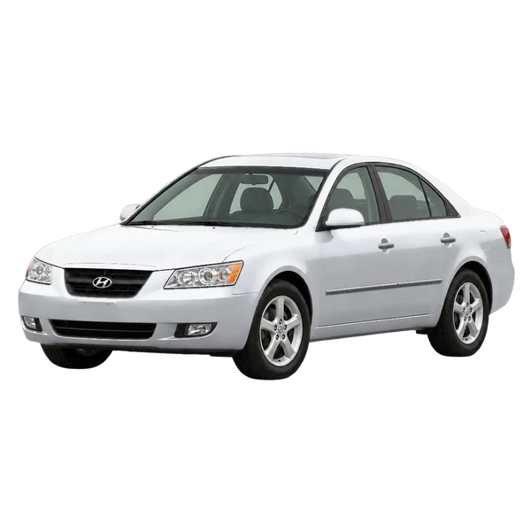 シルバーの2006 Hyundai Sonata（フロントスリークォーター(左向き)ビュー）