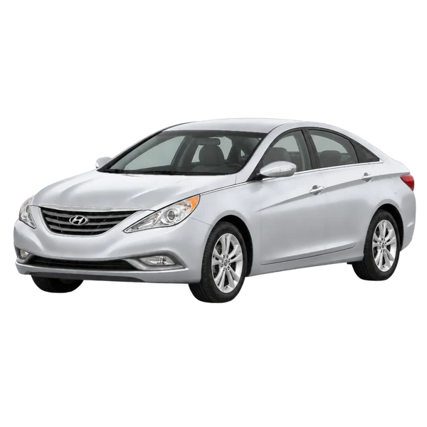 Hyundai Sonata 2012 en plateado, vista frontal tres cuartos (hacia la izquierda)