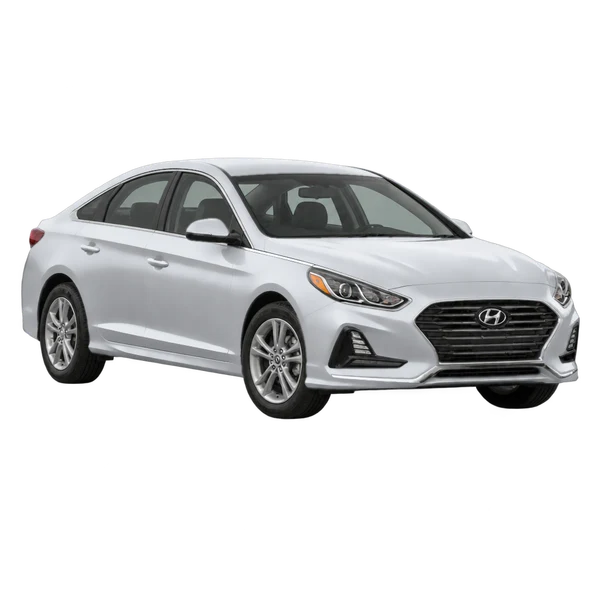 シルバーの2018 Hyundai Sonata（フロントスリークォーター(左向き)ビュー）