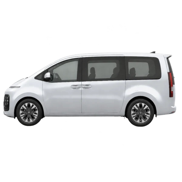 Hyundai Staria 2026 argent, vue côté (vers la gauche)
