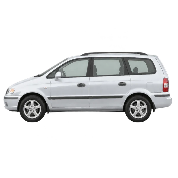 Hyundai Trajet 2003 prata, vista lateral (voltada para a esquerda)