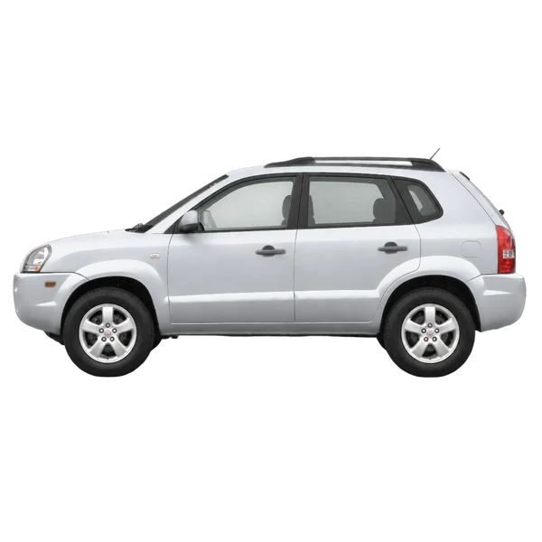 Hyundai Tucson 2005 prata, vista lateral (voltada para a esquerda)