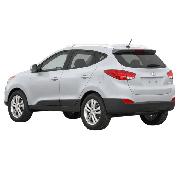 silver 2010 Hyundai Tucson rear three-quarter (facing left) view