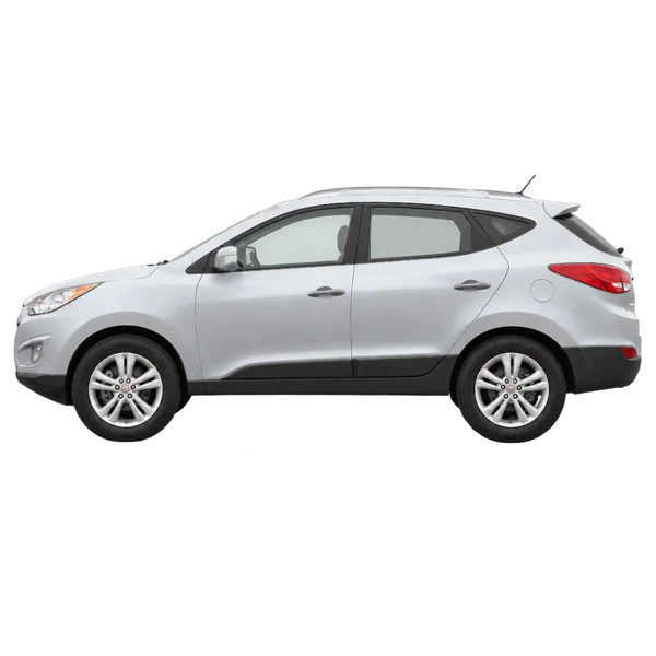 Hyundai Tucson 2012 prata, vista lateral (voltada para a esquerda)