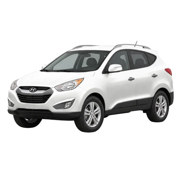 2012 Hyundai Tucson in weiß, Ansicht: Dreiviertelansicht vorne (nach links gerichtet)