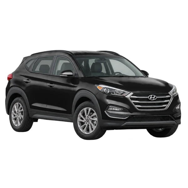 black 2016 Hyundai Tucson front three-quarter (facing left) view