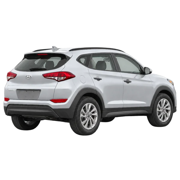 silver 2016 Hyundai Tucson rear three-quarter (facing right) view