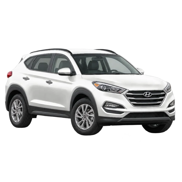2017 Hyundai Tucson in weiß, Ansicht: Dreiviertelansicht vorne (nach links gerichtet)