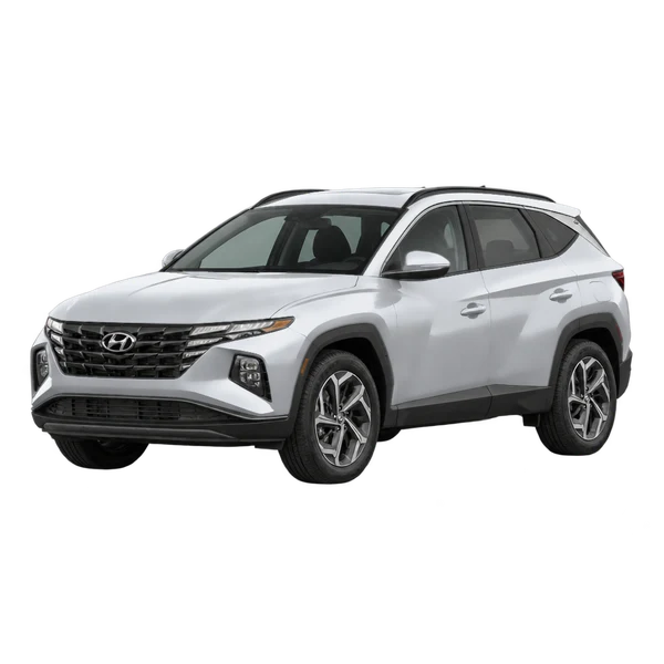 silver 2022 Hyundai Tucson front three-quarter (facing left) view