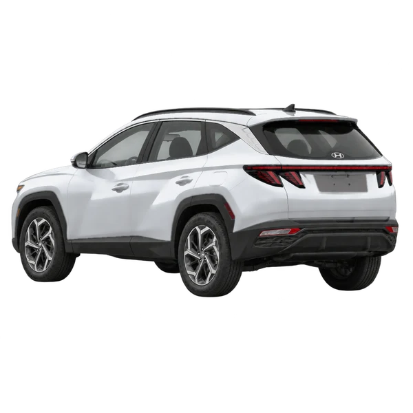 silver 2022 Hyundai Tucson rear three-quarter (facing left) view