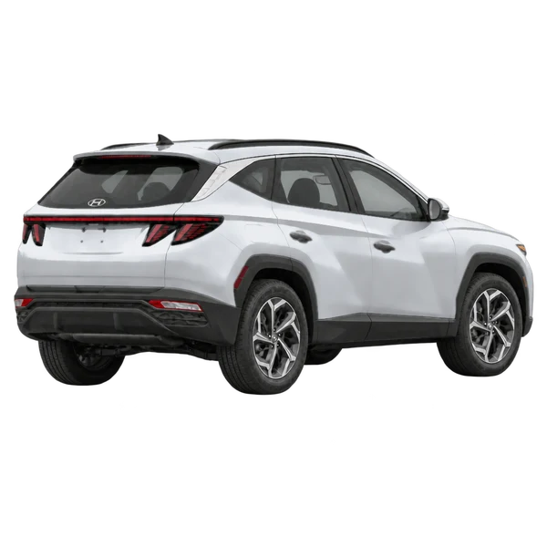 silver 2022 Hyundai Tucson rear three-quarter (facing right) view