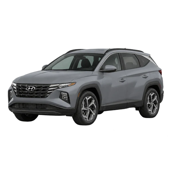2023 Hyundai Tucson in Grau, Ansicht: Dreiviertelansicht vorne (nach links gerichtet)