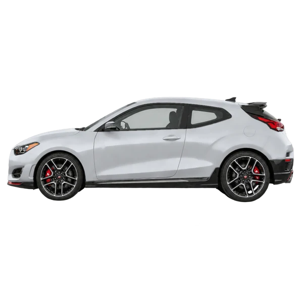 Hyundai Veloster N 2019 باللون فضي، منظر جانبي (متجه إلى اليسار)