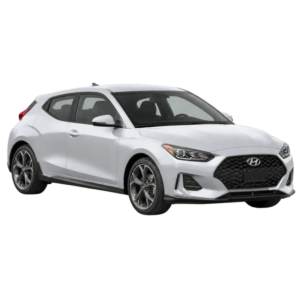 Hyundai Veloster 2020 en plateado, vista frontal tres cuartos (hacia la izquierda)