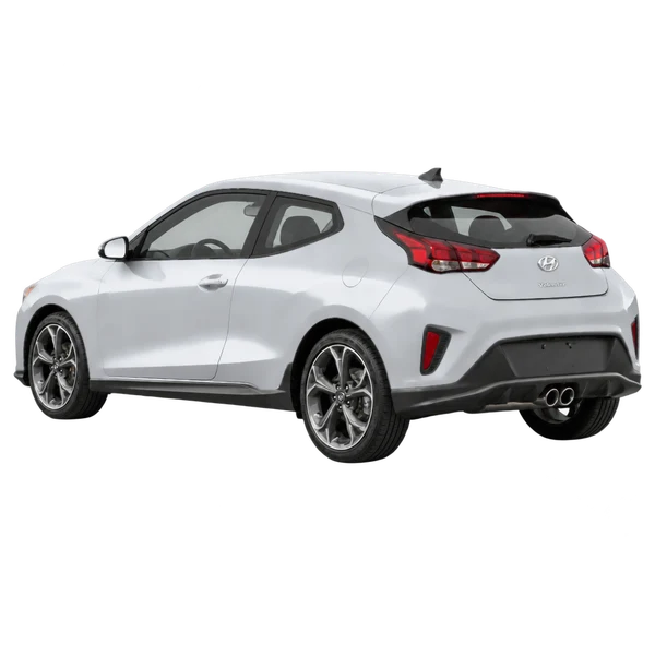 2021 Hyundai Veloster in Silber, Ansicht: Dreiviertelansicht von hinten (nach links gerichtet)