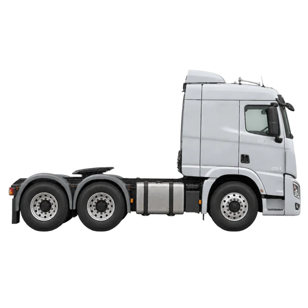 Hyundai Xcient 2024 prata, vista lateral (voltada para a direita)