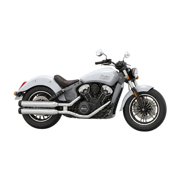 Indian Scout 2018 argent, vue profil (tourné vers la droite)
