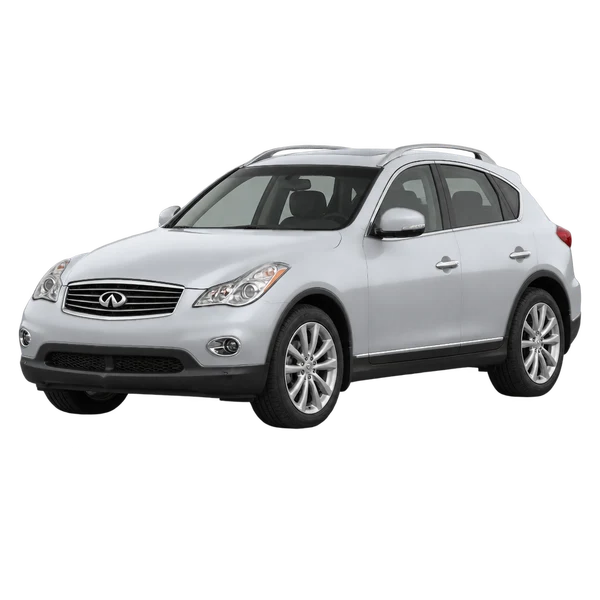 Infiniti EX35 2012 باللون فضي، منظر منظر أمامي بزاوية ثلاثة أرباع (متجه لليسار)