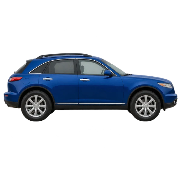 Infiniti FX35 2003 azul, vista lateral (voltada para a direita)