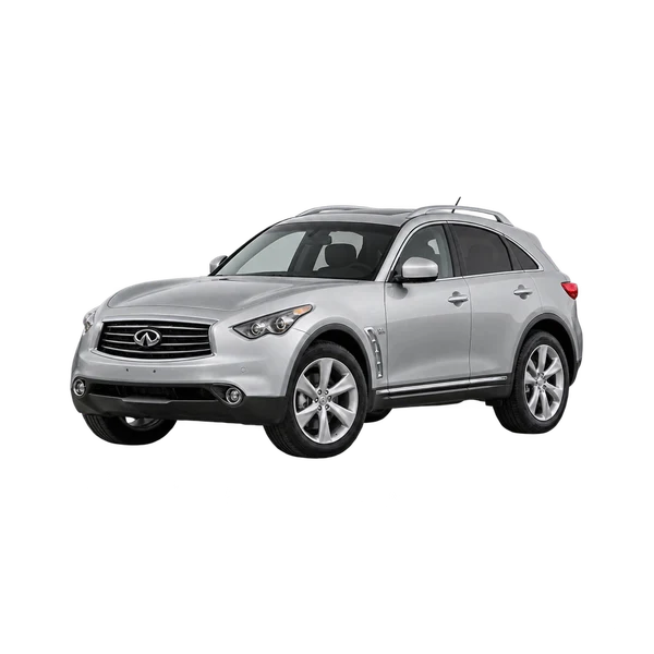 Infiniti FX50 2009 prata, vista dianteira em três quartos (voltada para a esquerda)