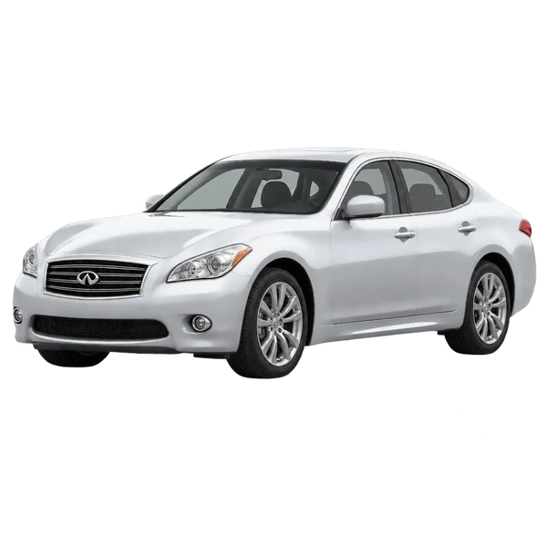 Infiniti M56 2011 prata, vista dianteira em três quartos (voltada para a esquerda)