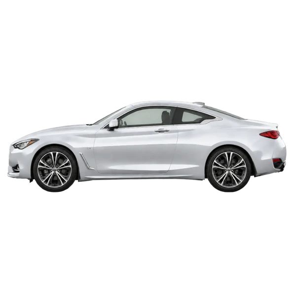 2019 Infiniti Q60 in Silber, Ansicht: Seite (nach links gerichtet)