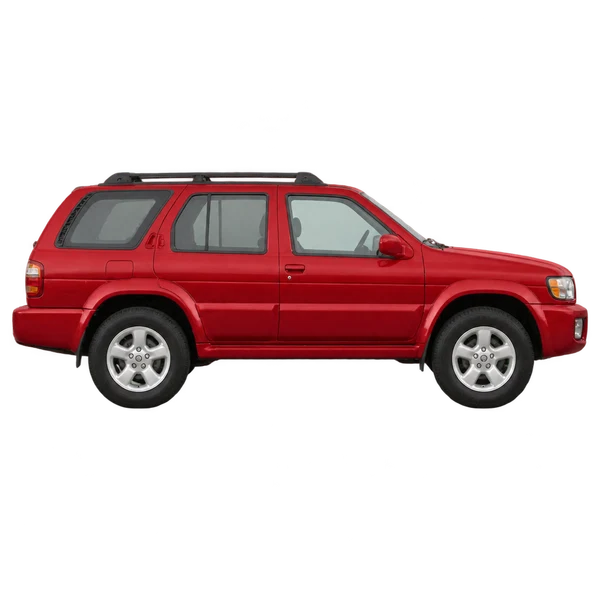 Infiniti QX4 1998 rouge, vue profil (tourné vers la droite)