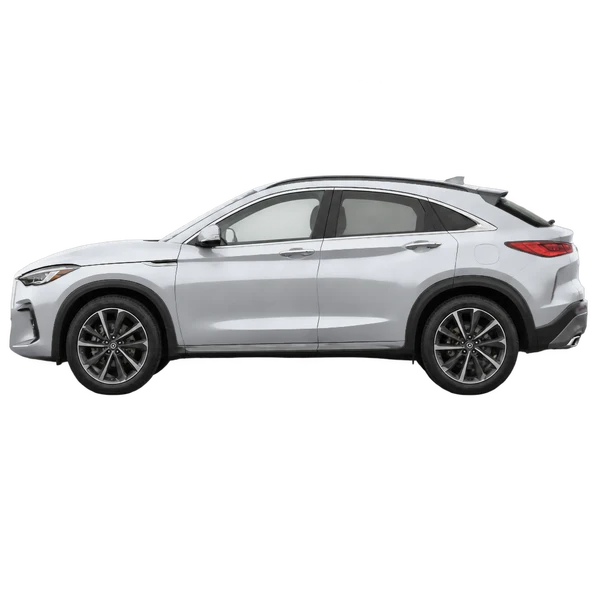 silver 2022 Infiniti QX55 side (facing left) view