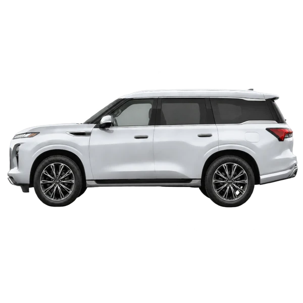 2025 Infiniti QX80 in Silber, Ansicht: Seite (nach links gerichtet)