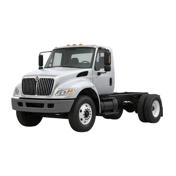 silver 2019 International 7600 front three-quarter (facing left) view