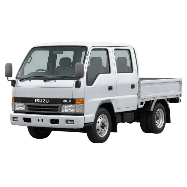 Isuzu Elf 1995 argent, vue trois-quarts avant (orienté vers la gauche)