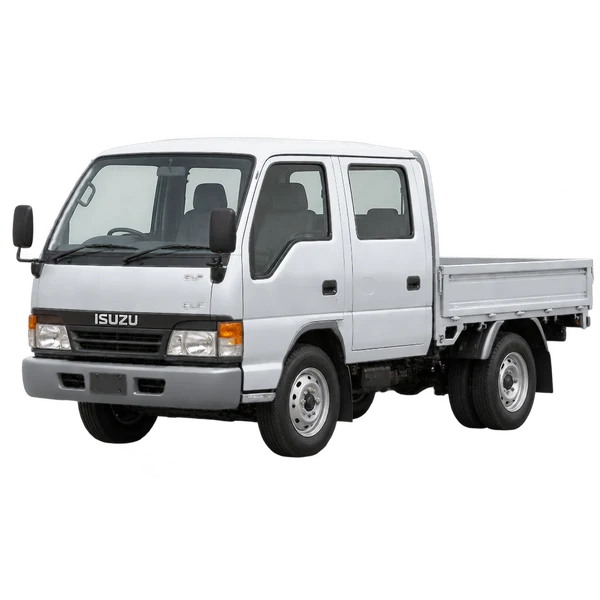 Isuzu Elf 1997 argent, vue trois-quarts avant (orienté vers la gauche)