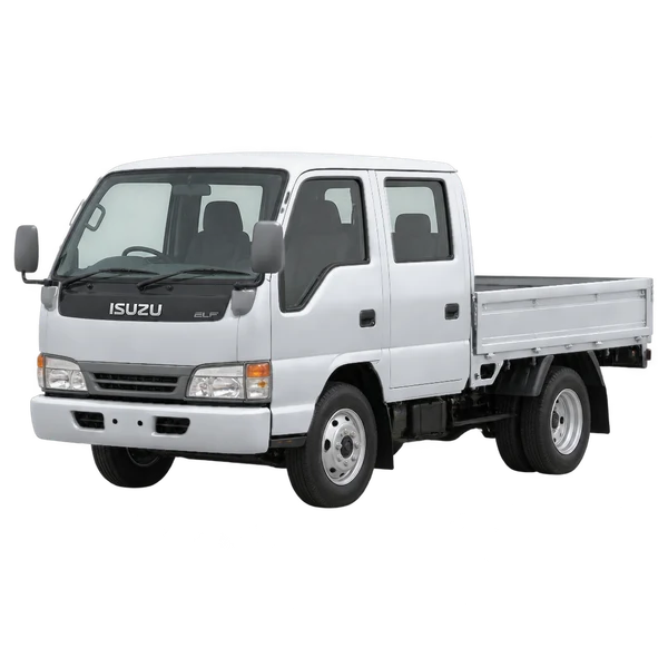 Isuzu Elf 1999 argent, vue trois-quarts avant (orienté vers la gauche)